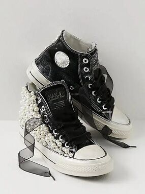 Pearl Crush Hi Top Sneakers by Nan-Ku at Free People in Black Size 41